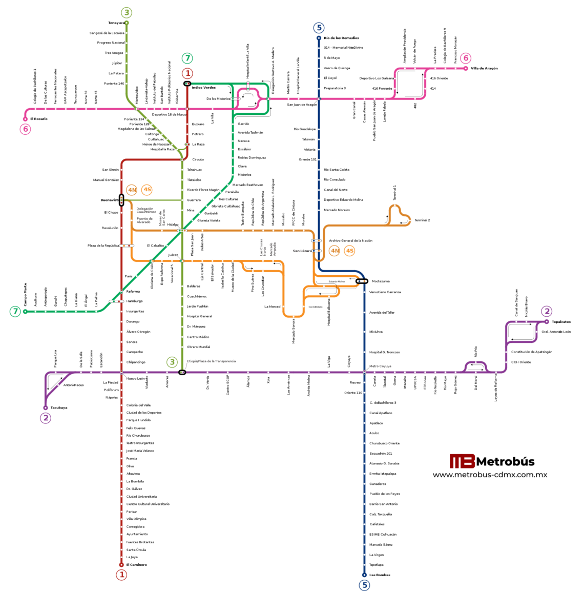 Mapa del MetroBús